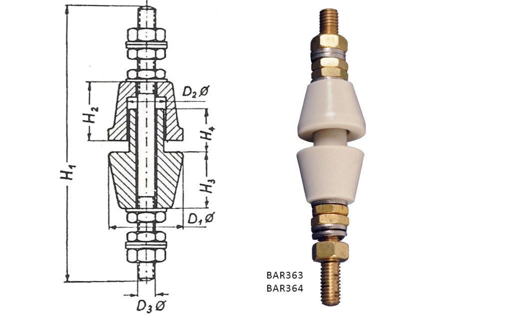Ceramic LV bushings Biname electrical insulators